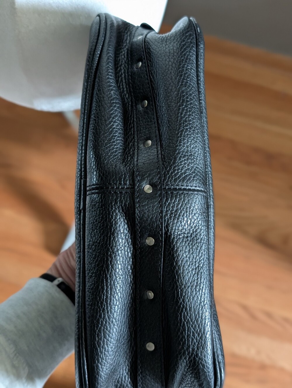 Y2K 90s Grunge Vintage Black Leather Studded Shoulder Bag Made In Italy - Picture 3 of 5